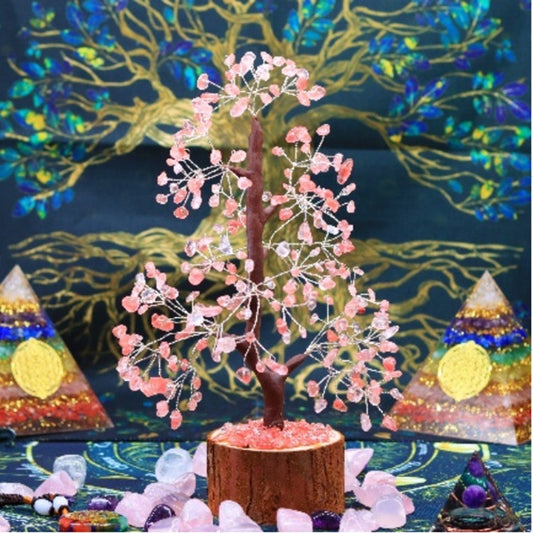Rose Quartz Tree of Life Crystal Tree | Attract Love | Feng Shui Decor